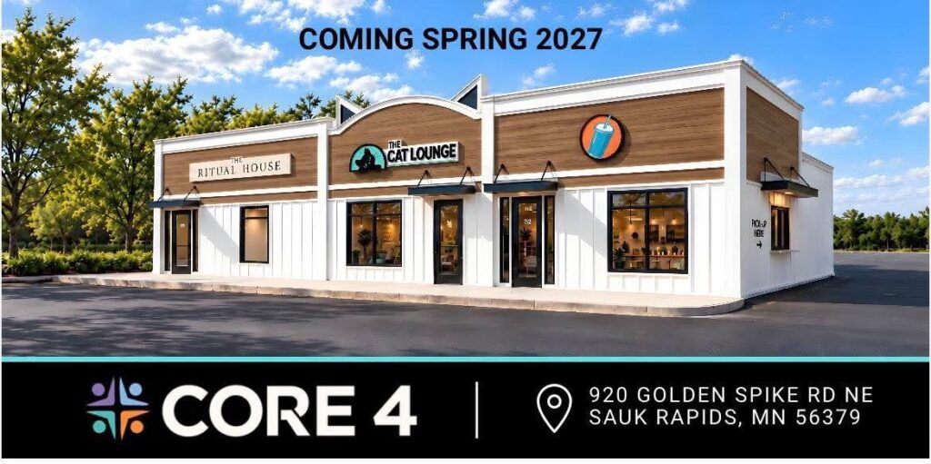 Updated architectural rendering of The Cat Lounge at 920 Golden Spike Road NE, Sauk Rapids, coming spring 2027